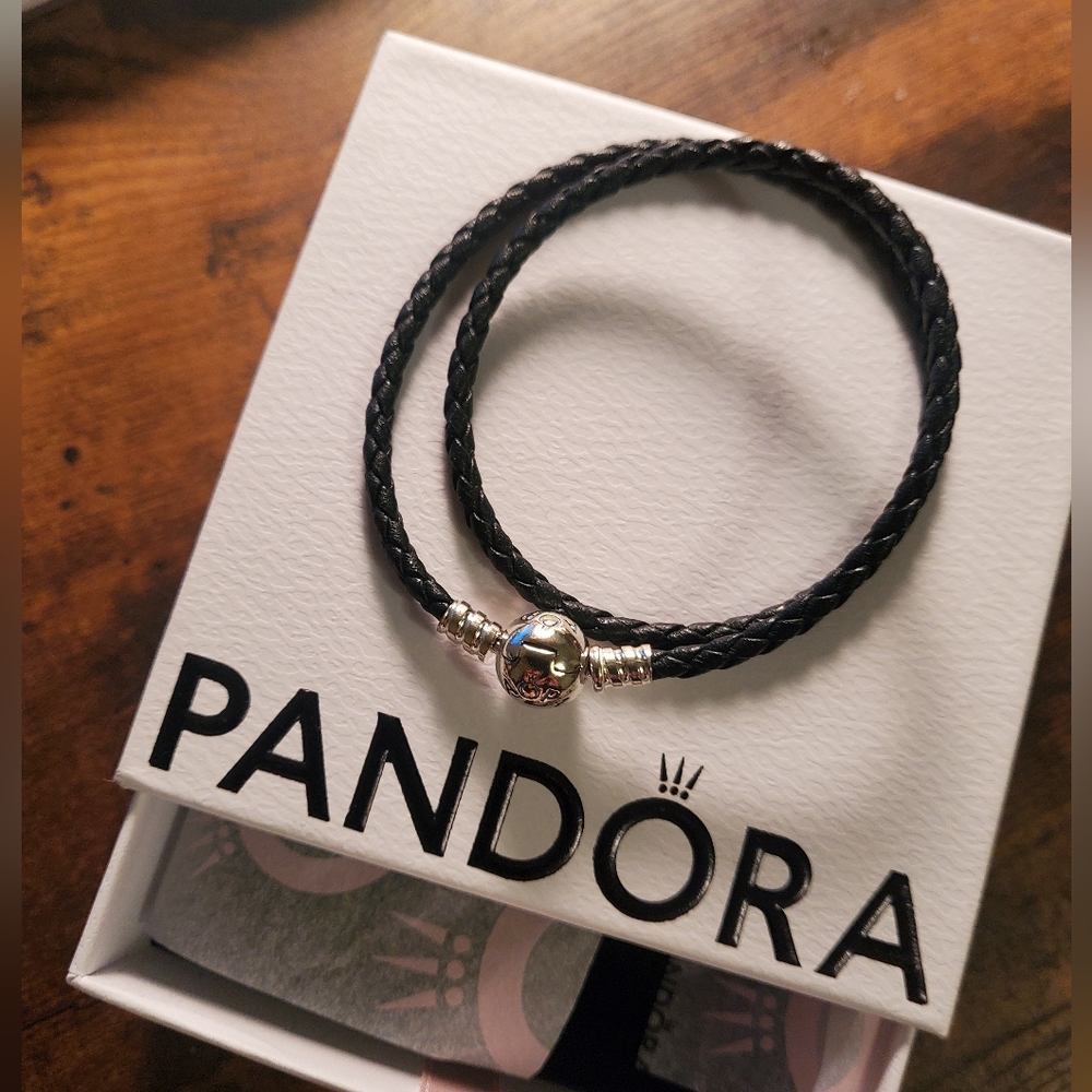 Authentic PANDORA Double Wrap Leather Bracelet
